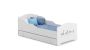 Children's bed Michas with drawer and mattress 164 cm x 85 cm x 63 cm, dinosaurs