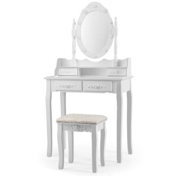 Туалетный столик с табуретом 75x40x146см, белого цвета