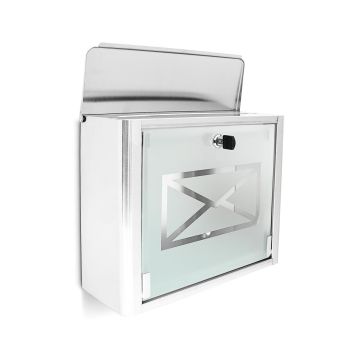 Läpinäkyvä postilaatikko 30,5x35,5x14cm, hopean värinen