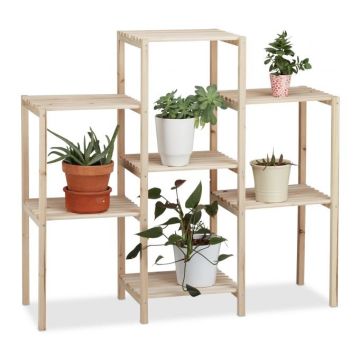 Подставка для цветов с 7 полками 86x95x29см., светло-коричневого цвета.