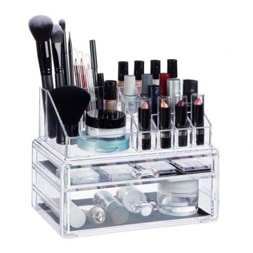 Прозрачный органайзер для макияжа с выдвижными ящиками 19х23,5х14см.