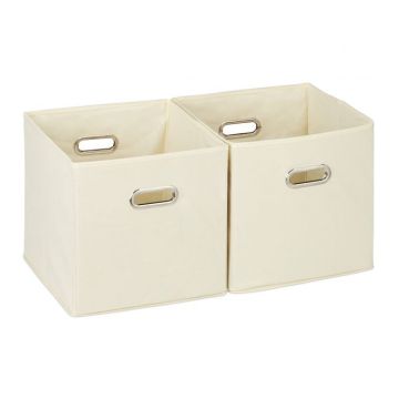 Sarja 2 kpl taittolaatikkoa 30x30x30cm., väri beige/hopea