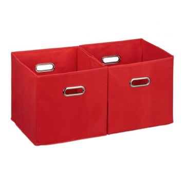 Набор из 2 складных коробок 30х30х30см., цвет красный/серебро.