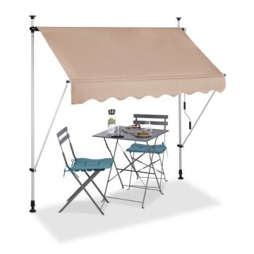 Automaattinen sisäänvedettävä markiisi 200x120cm, beige/valkoinen/musta