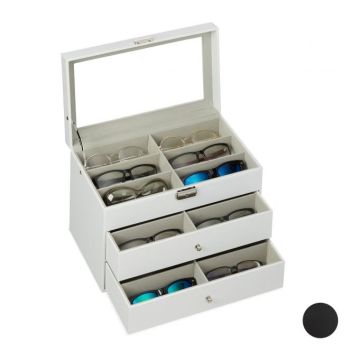 Коробка для очков с 18 отделениями 22,5x33,5x19см., телесный/белый