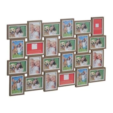 Коллаж из 24 фотографий 61,5x91x2 см., коричнево-белые
