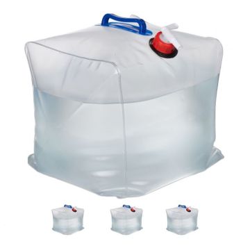 Набор из 4 складных прозрачных канистр для воды с краном 29x27x31 см, сине-красные