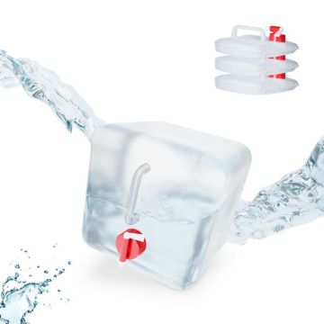 Набор из 4 складных прозрачных канистр для воды с миксером 21x20x20 см., красного цвета