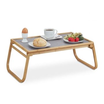 Складной поднос для кровати 23x60x33 см., светло-коричневый/серый