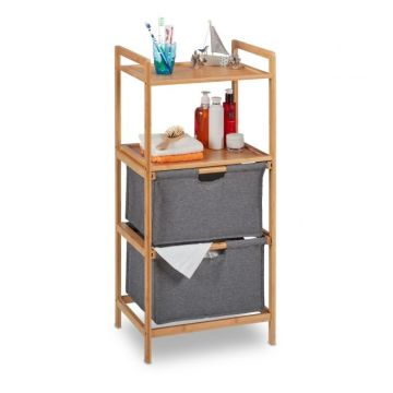Kylpyhuonekaappi, jossa 2 koria ja 2 hyllyä 96x44x34cm, tummanharmaa/vaaleanruskea