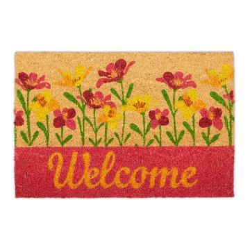 Ovimatto "Welcome" kukilla 60x40 cm.