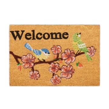 Ovimatto "Welcome" lintuilla 60x40 cm.