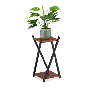 Подставка для цветов с 2 полками 57x29x29см., коричневый/черный
