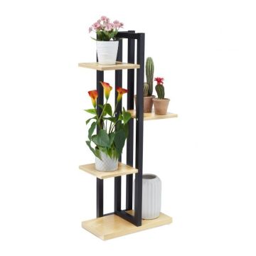 Подставка для цветов с 4 полками 93х42,5х22,5см., черный/светло-коричневый