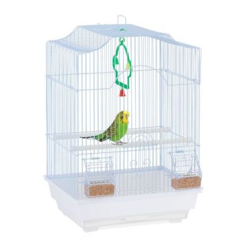 Клетка для птиц 49,5x35x32см., голубой/белый