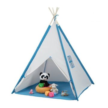 Lasten leikkimökki "Teepee" 154x124x124cm, sininen/harmaa