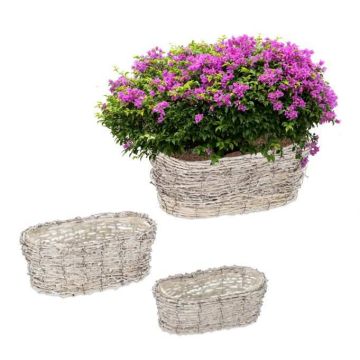 3 puutarharuukun sarja, vaaleanruskea/valkoinen