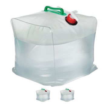 Набор из 3 складных прозрачных канистр для воды с миксером 30x27x27 см, зеленый/красный