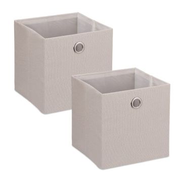 Sarja 2 säilytyslaatikkoa 30,5x30,5x30,5cm, beige/hopea