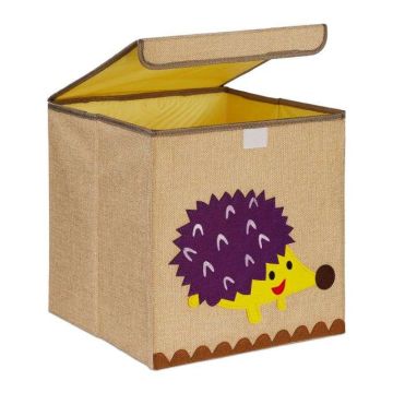 Taitettava laatikko kannella 33x33x33cm., beige/keltainen/violetti