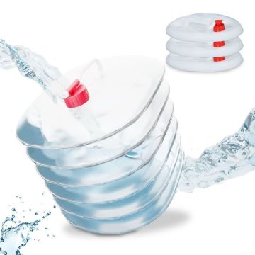 Набор из 4 складных прозрачных канистр для воды с миксером 27x26x30 см, красно-белые