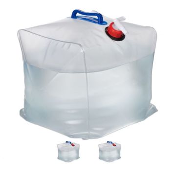 Набор из 3 складных прозрачных канистр для воды с краном 29x27x31 см, сине-красные