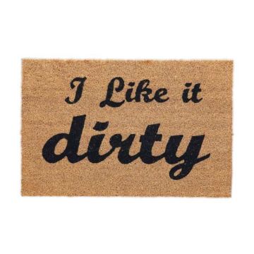 Ovimatto "I like it dirty" 60x40 cm., vaaleanruskea/musta