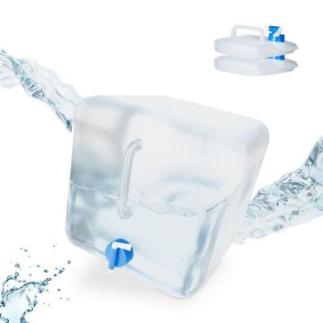 Набор из 3 складных прозрачных канистр для воды с краном 28,5x28x32 см., синего цвета