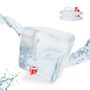 Набор из 3 складных прозрачных канистр для воды с краном 28,5x28x32 см., красные