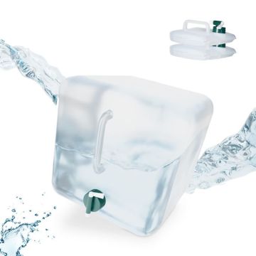 Набор из 3 складных прозрачных канистр для воды с краном 32x27x27 см., темно-зеленый