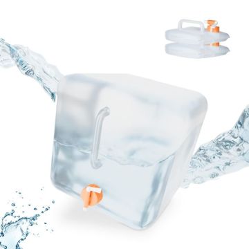Набор из 3 складных прозрачных канистр для воды с краном 28,5x28x32 см., оранжевого цвета