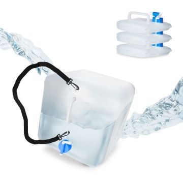 Набор из 4 складных прозрачных канистр для воды с краном 32x27x27 см, сине-черные