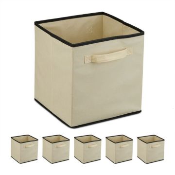 Setti 6 säilytyslaatikkoa 29x27,5x27cm, beige/musta