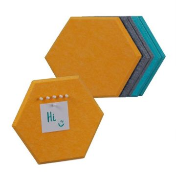 6 kpl kuusikulmaisia ​​ilmoitustauluja 26x30x0,9 cm, sininen/keltainen/harmaa