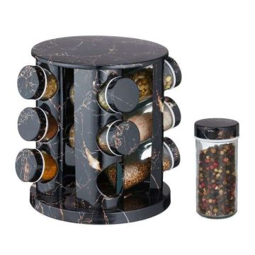 Подставка для специй с 12 прозрачными стаканами 22x19 см, медно-черная