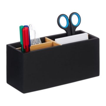 Kirjoitusvälineiden järjestäjä 8x21x9 cm, musta/vaaleanruskea