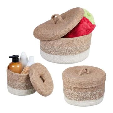Setti 3 koria kannella, beige/valkoinen
