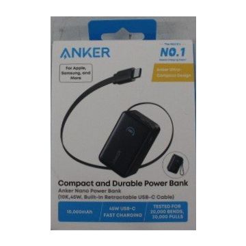 Anker A1638H11 -kannettava akku, ulosvedettävällä USB-C-kaapelilla
