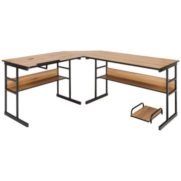 Письменный стол 170x150x75см, светло-коричневый/черный цвет