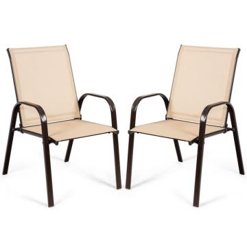 Набор из 2 садовых стульев 56x72x90см, песочно-коричневый