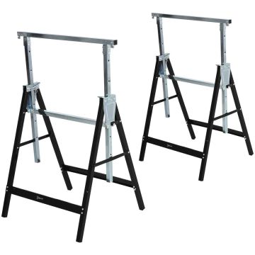 Set of 2 saw stands Durhand 68x56x130cm., black/silver