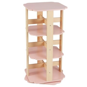 Lasten hylly 48x48x95,5cm, vaaleanpunainen/vaaleanruskea