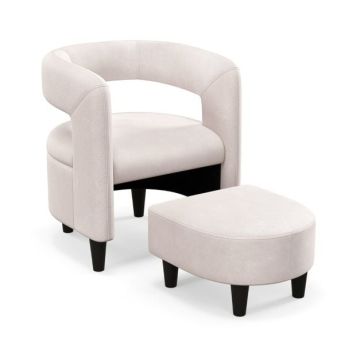 Nojatuoli jalkarahilla, beige/musta