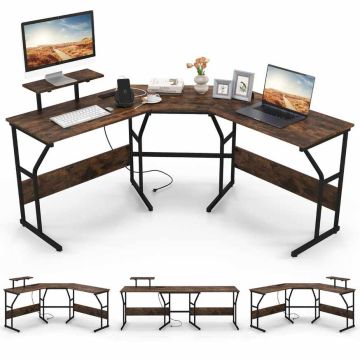 Письменный стол 225x48x91см, коричневый/черный цвет