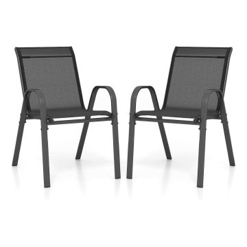 Набор из 2 садовых стульев 56x70x84см, черного цвета