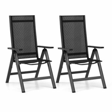 Набор из 2 складных садовых стульев 72,5x58x107см, черного цвета