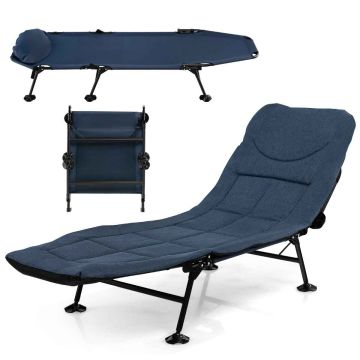 Туристическая складная кровать 194x69x29см, синий/черный