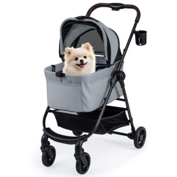 3-in-1 dog stroller with carrier and car seat, gray