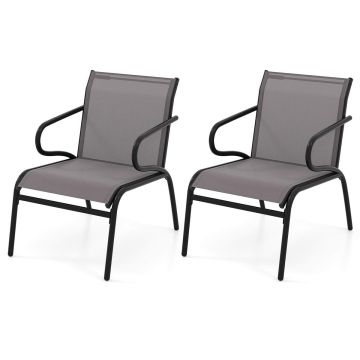 Набор из 2 садовых кресел 72,5x54x77,5см, серого/чёрного цвета