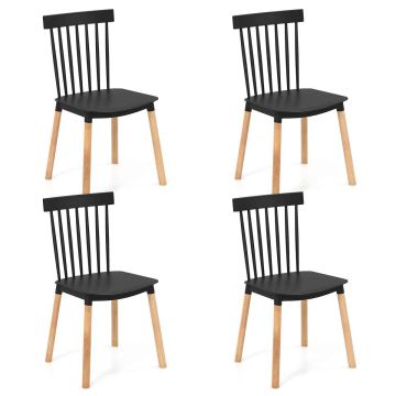 Комплект из 4 обеденных стульев 51,5x48x83см, черного/светло-коричневого цвета